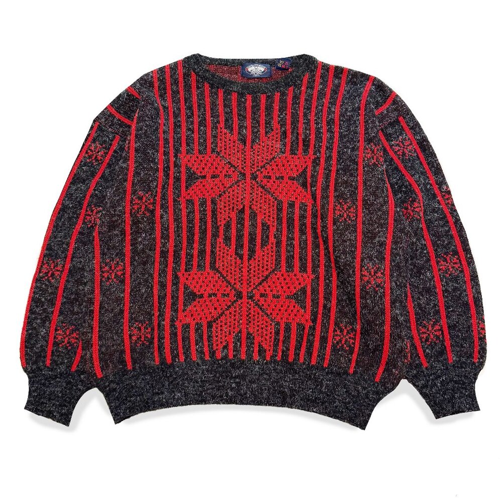 Vintage Knightsbridge, Wool Blend Red & Grey Sweater